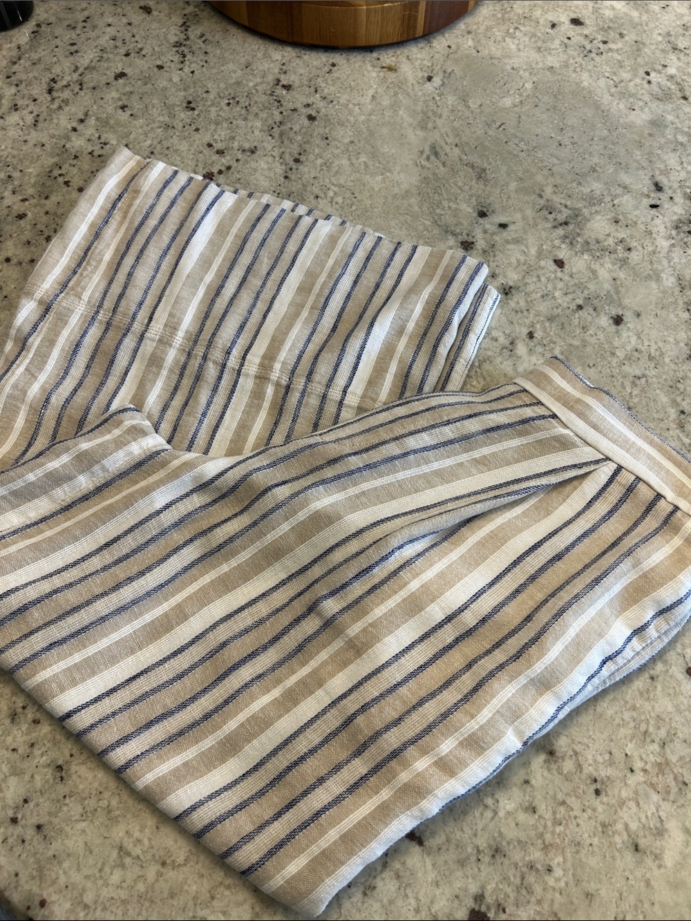 EUC Banana Republic Linen-Blend Striped Pants in Tan & Blue
